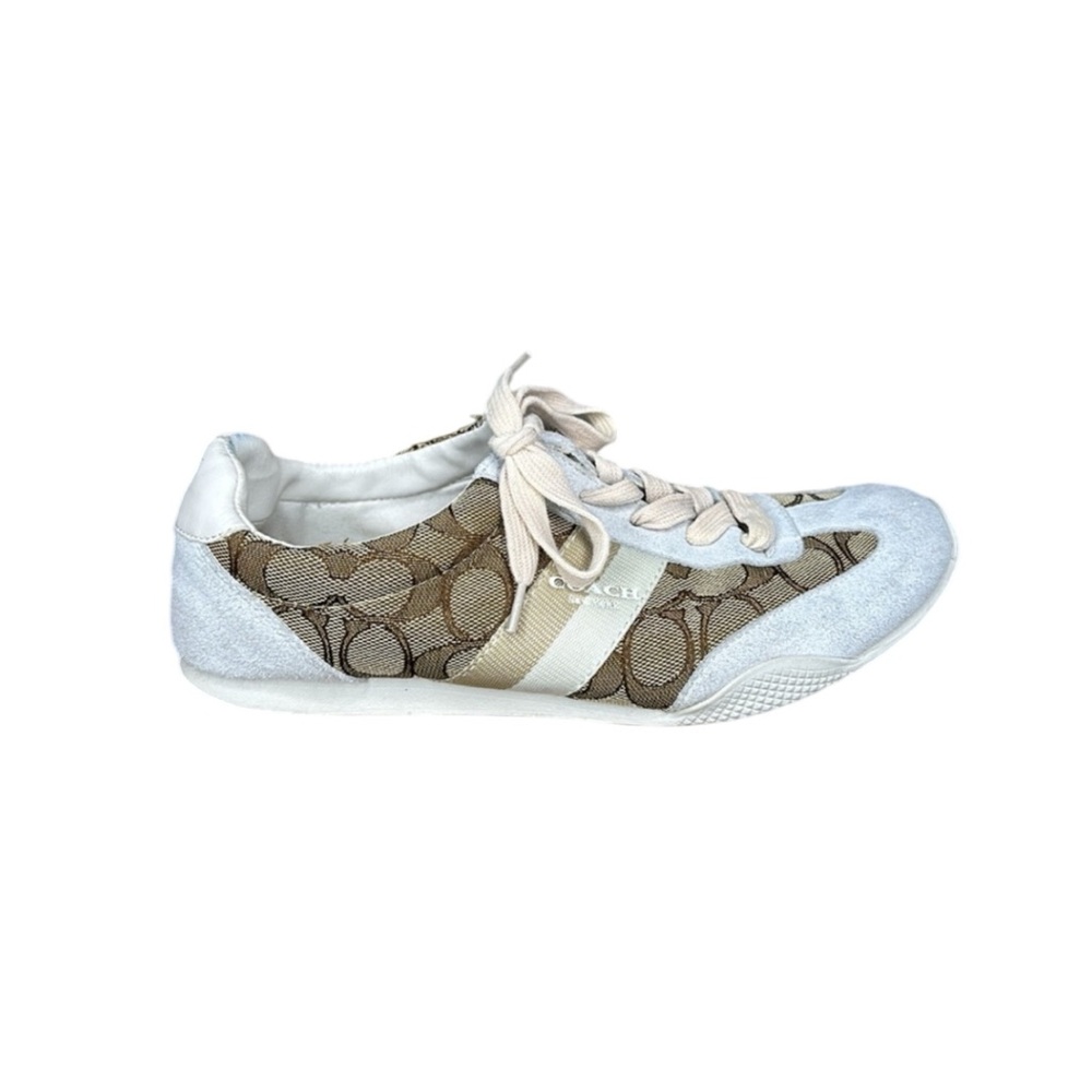 COACH Kelson Outline Signature Suede in Khaki and Chalk Womens Size 7 - Picture 4 of 16